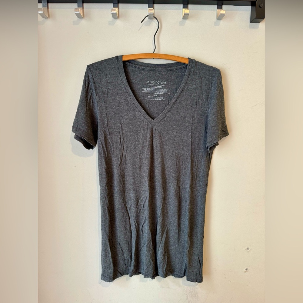 Encircled Grey Short Sleeve V-Neck Shirt